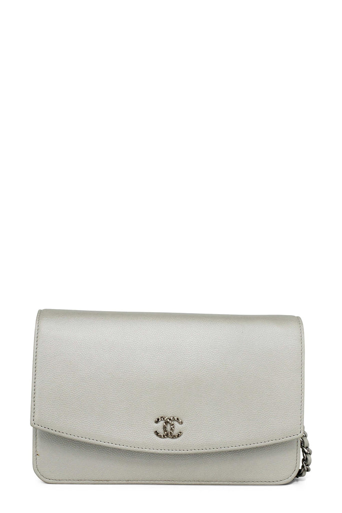Chanel Caviar Classic Wallet on Chain Pearly White - Style Theory Shop