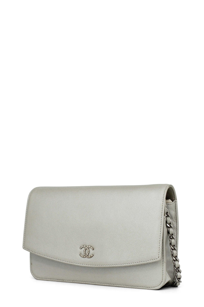 Chanel Caviar Classic Wallet on Chain Pearly White - Style Theory Shop