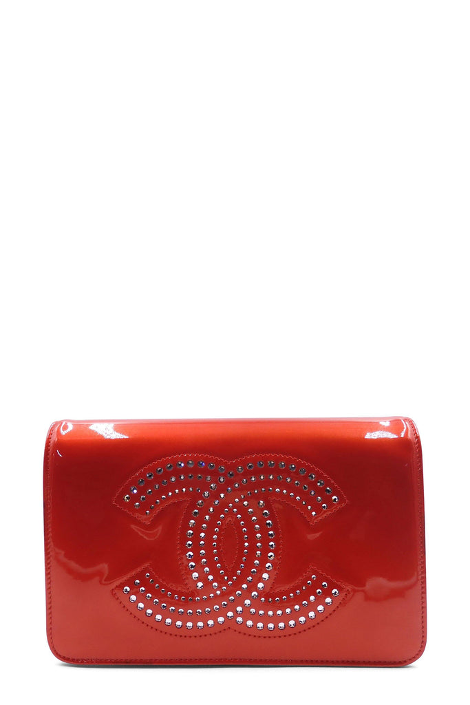 CC Wallet on Chain Strass Embellished Patent Red - Second Edit