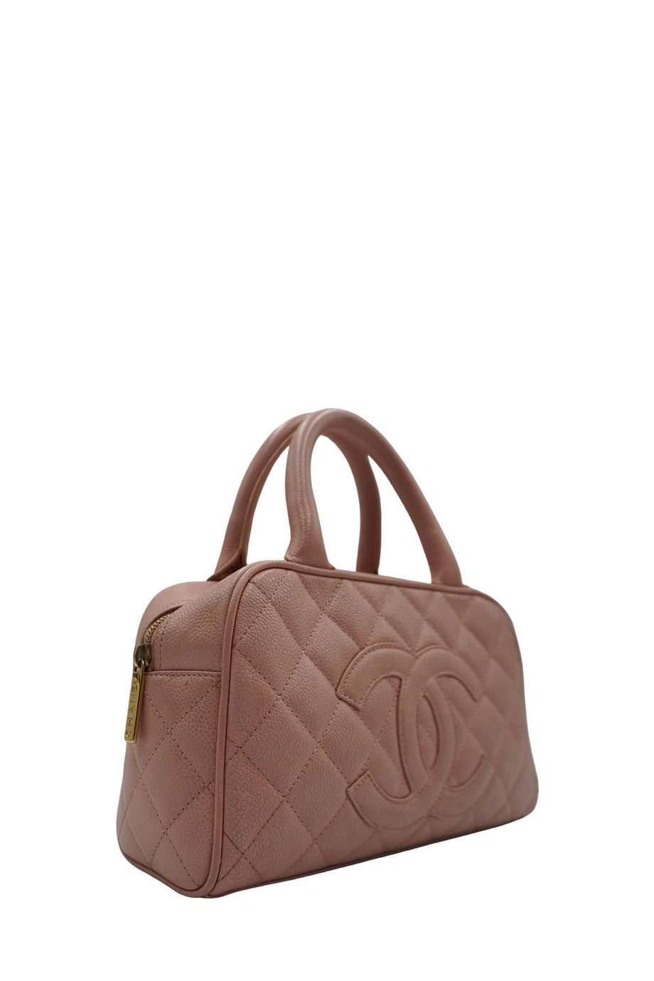 Chanel Light Pink Quilted Patent Leather Just Mademoiselle Large Bowling Bag   Yoogis Closet