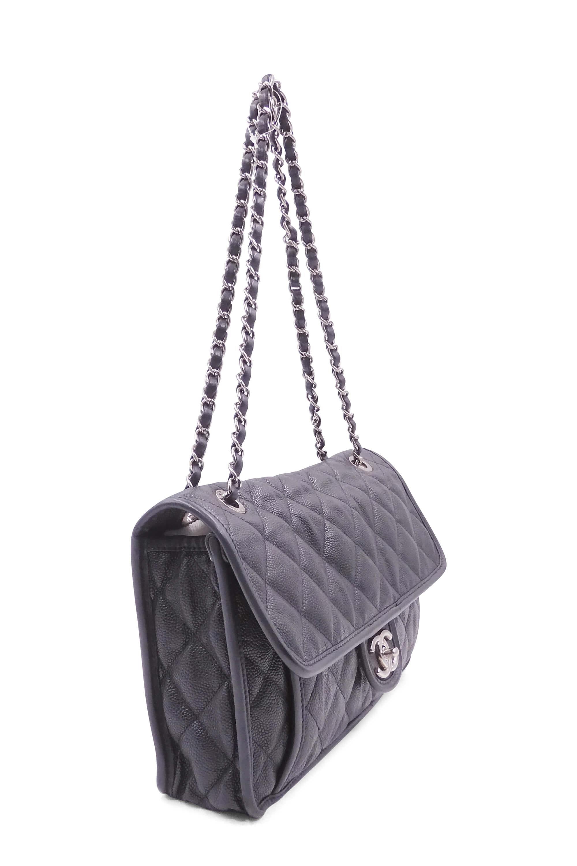 Chanel Large French Riviera Flap Bag - Black Shoulder Bags