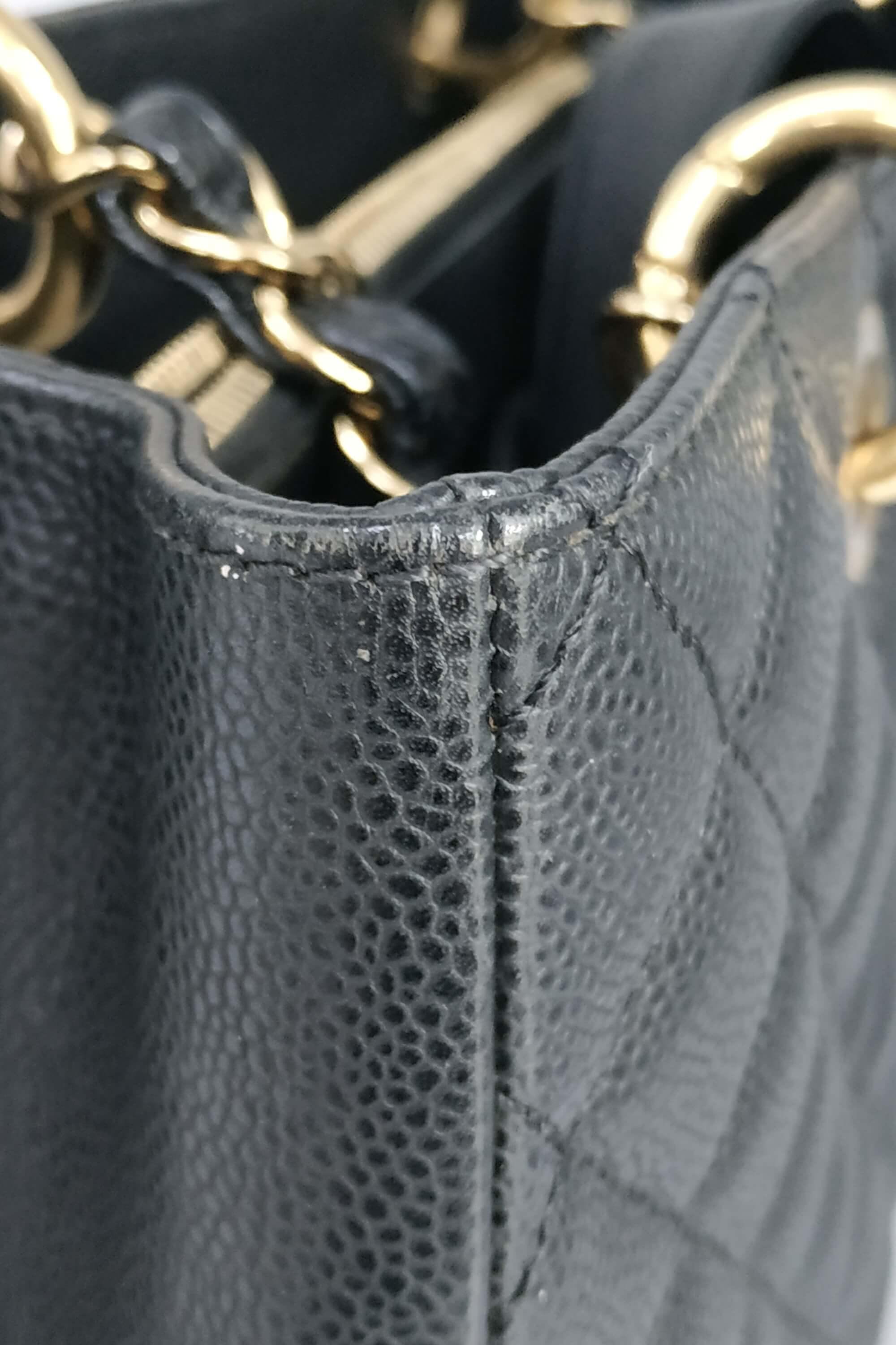 Grand Shopping Tote Black with Gold Hardware