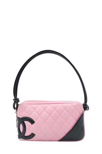 CHANEL CC Logo Quilted Leather Cambon Tote MM Pink