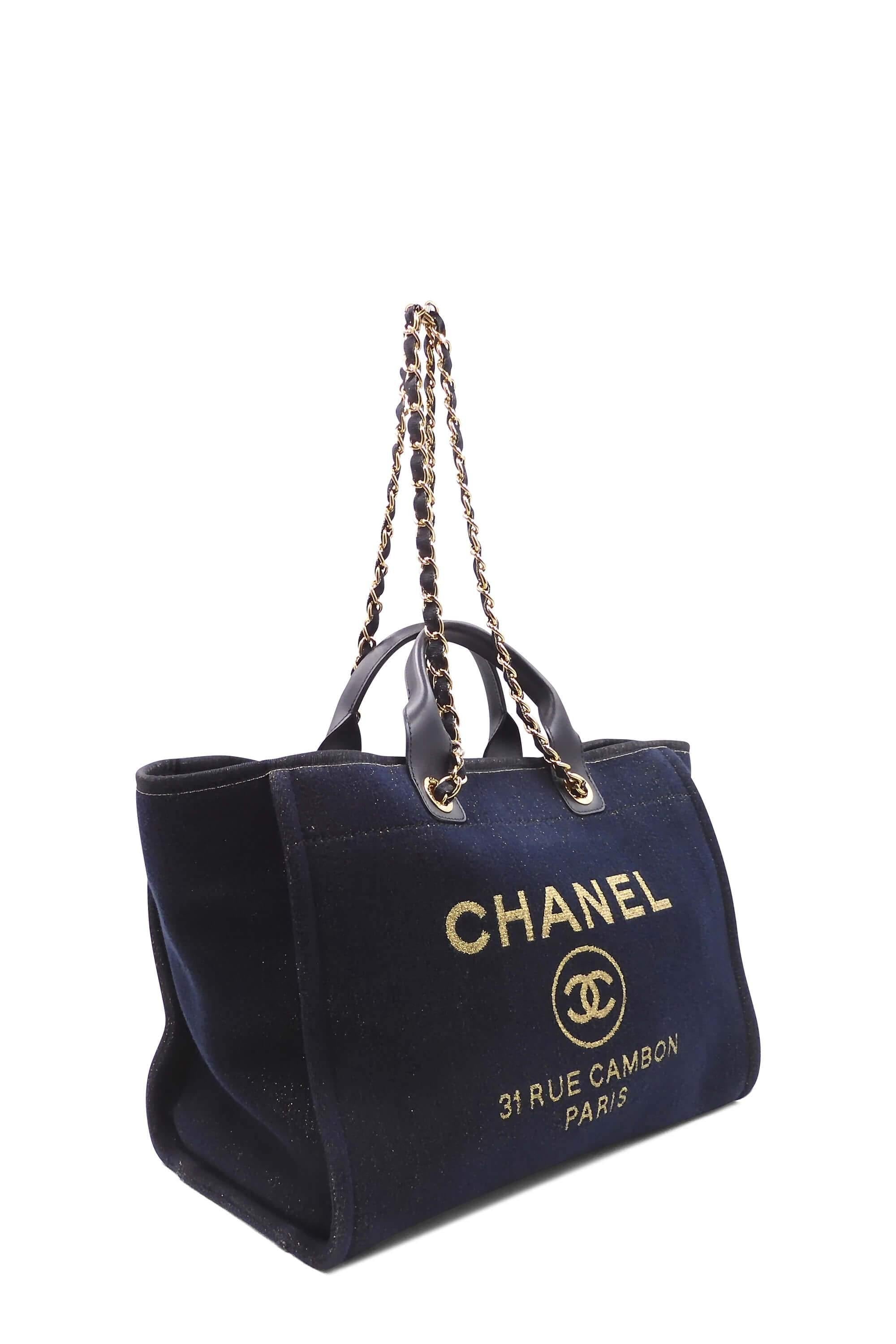 Chanel Blue Canvas and Calfskin Mini Deauville Tote at 1stDibs