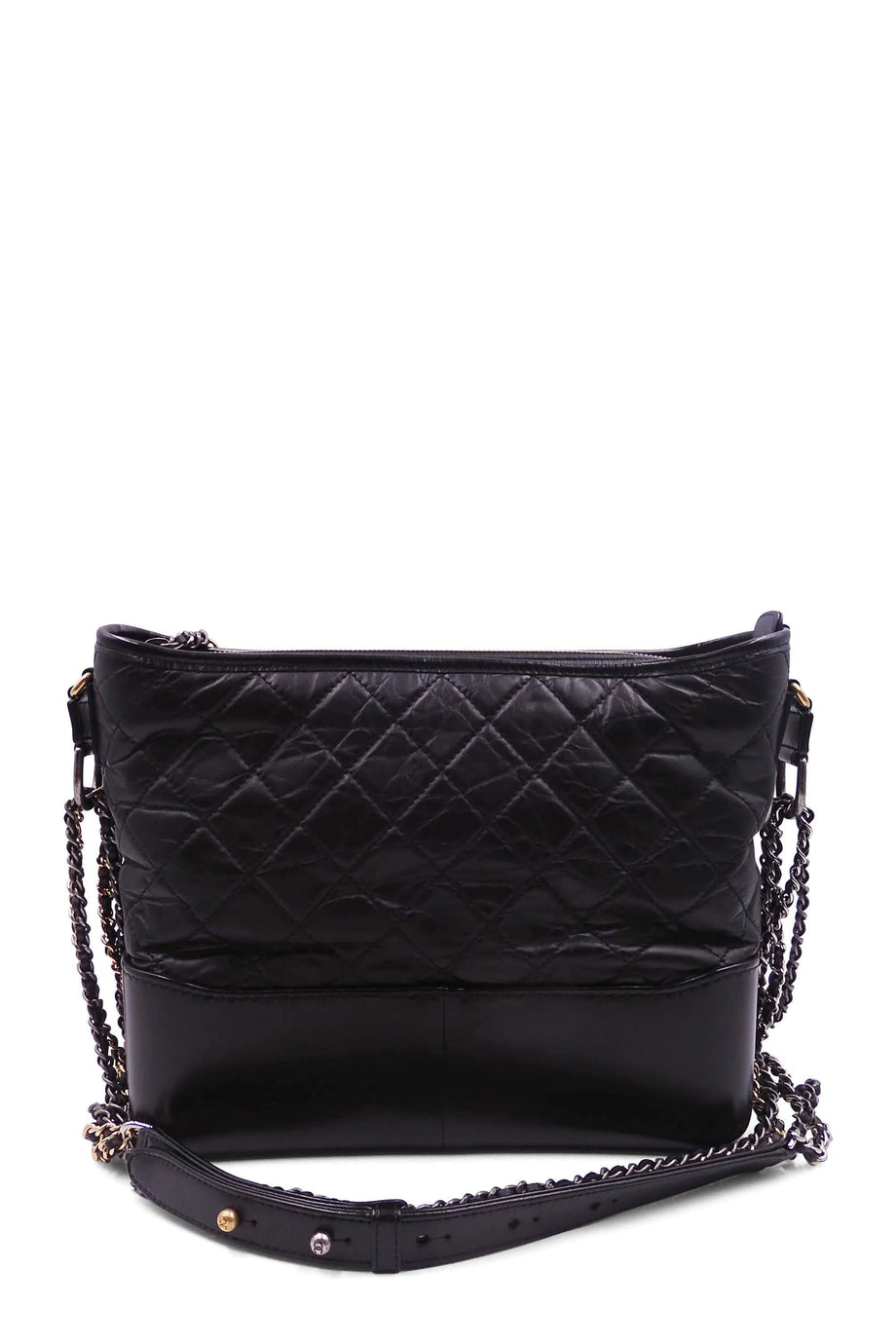 Chanel Gabrielle Hobo Bag Diamond Gabrielle Quilted Aged/Smooth Small Black