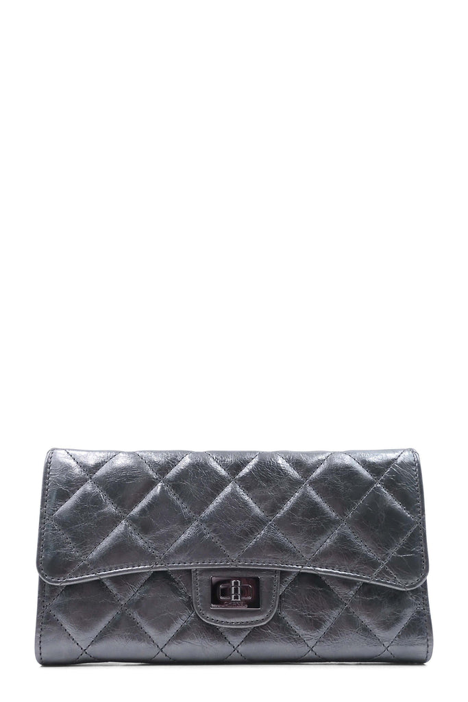 Metallic Aged Calf Quilted 2.55 Reissue Wallet Silver - Second Edit