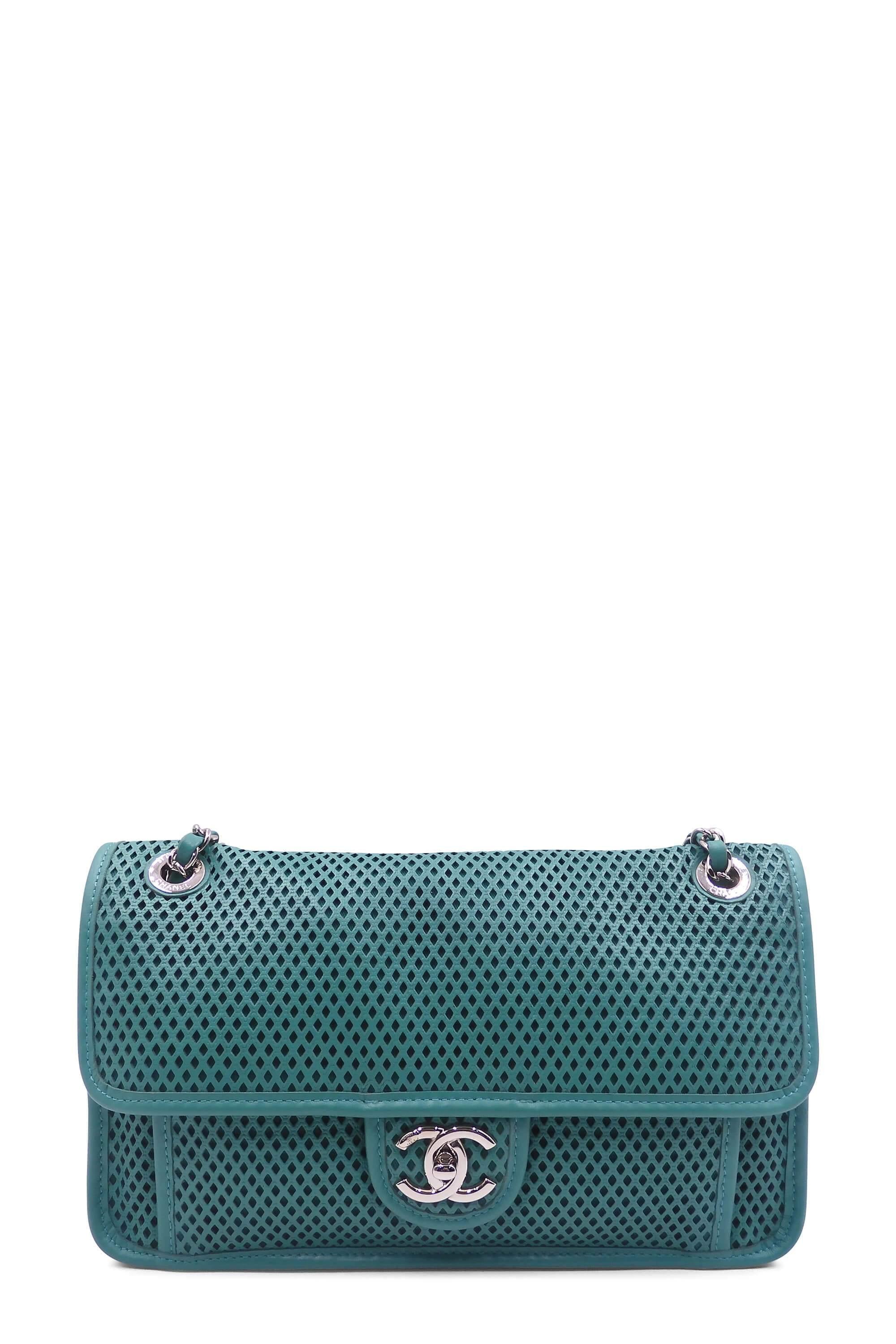 Perforated Up in The Air Flap Bag Teal