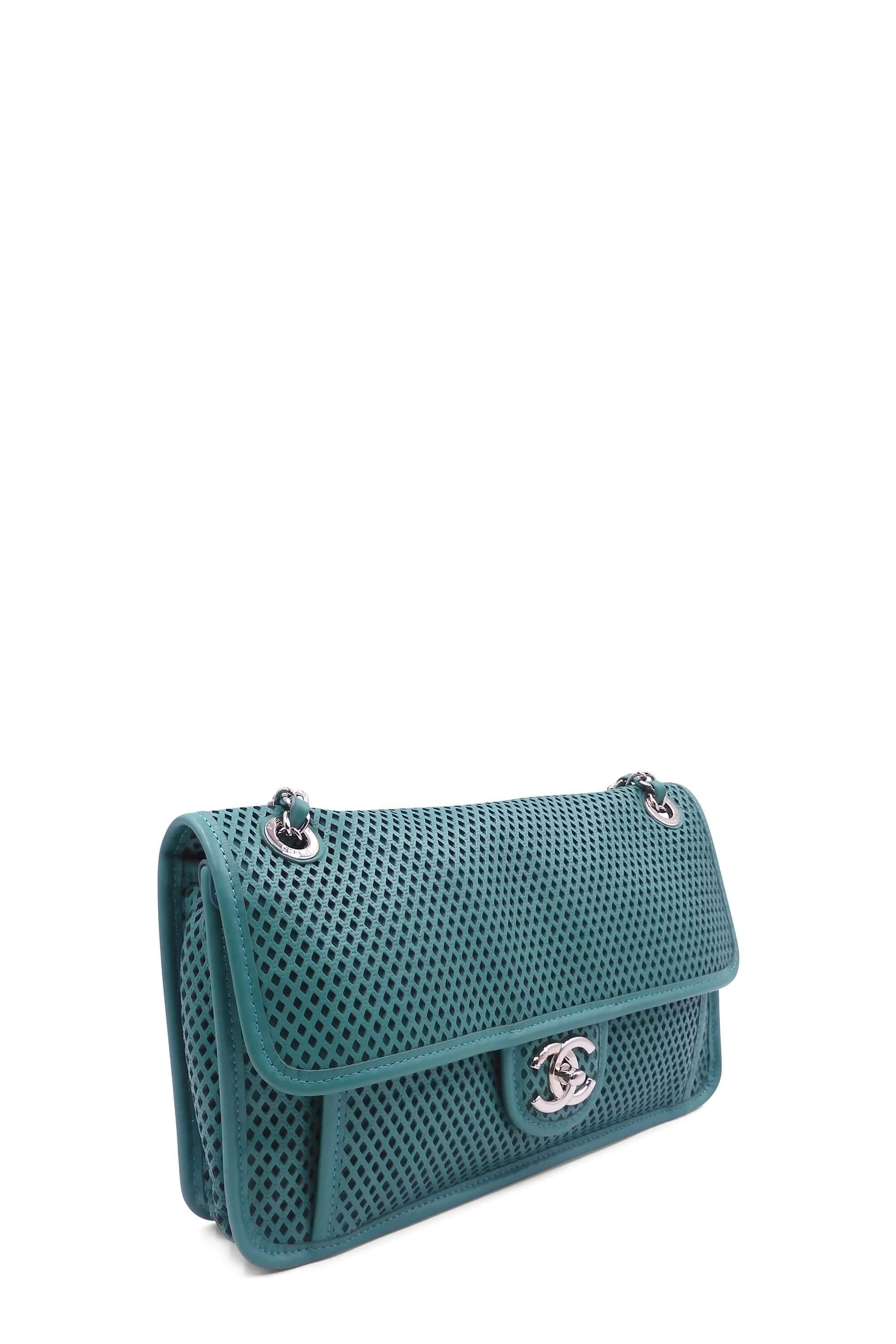 Chanel Green Up in the Air Perforated Leather Tote