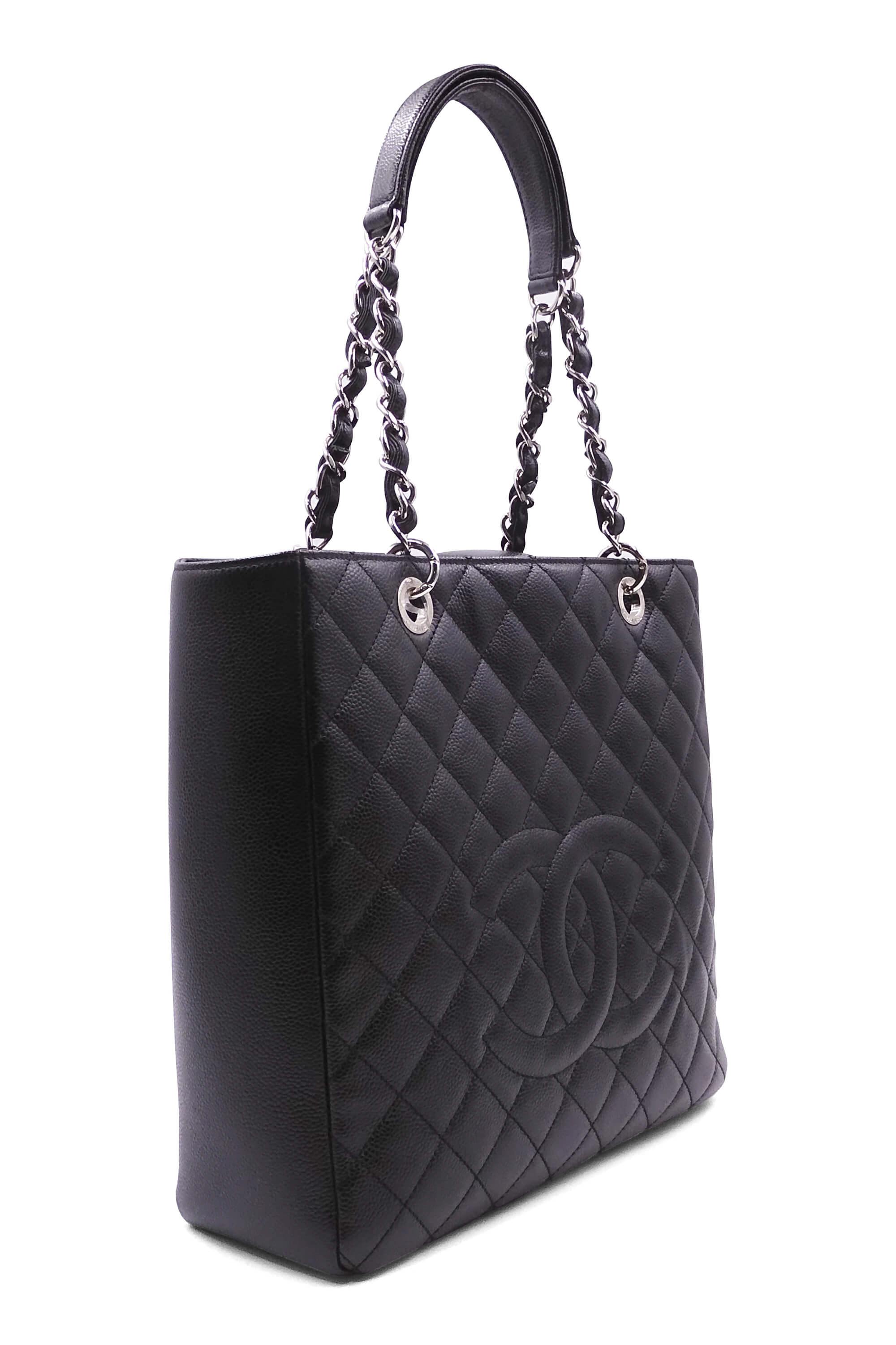 Chanel Off-White Quilted Caviar Petite Shopping Tote 233992