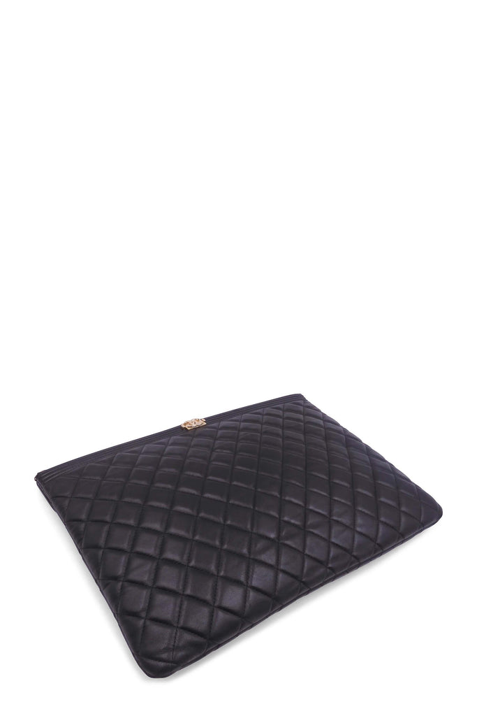 Chanel Quilted Boy Large O Case Black - Style Theory Shop