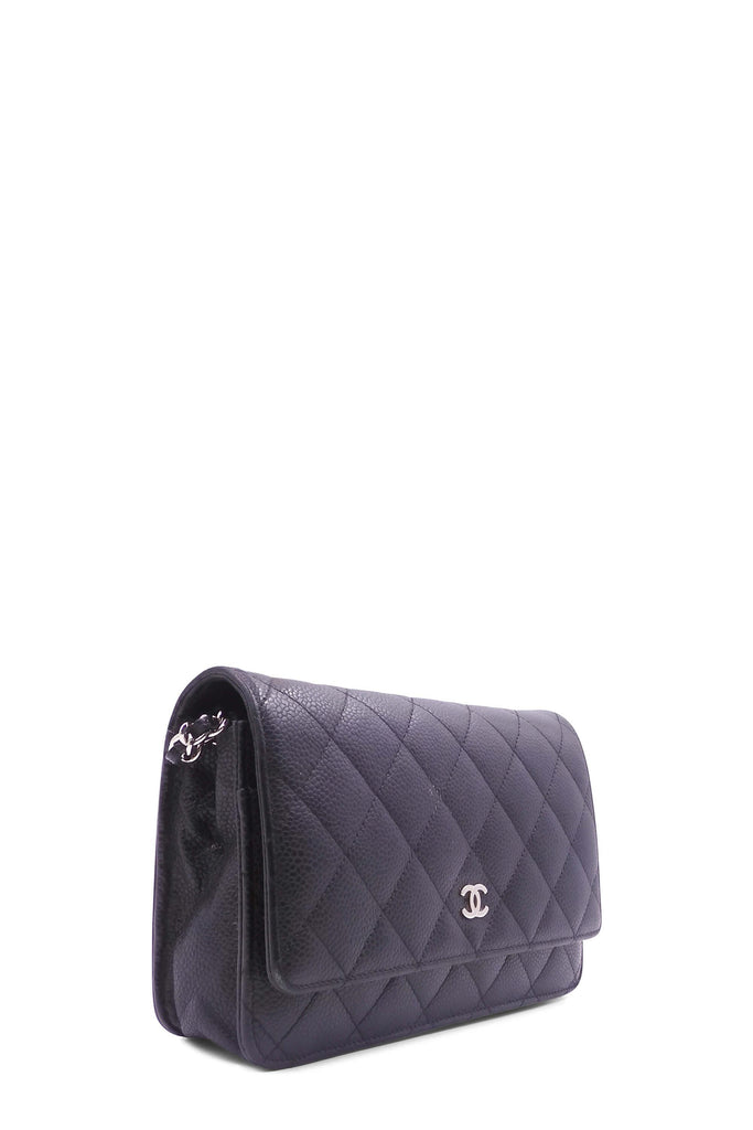 Chanel Quilted Caviar Classic Wallet on Chain Black With Silver Hardware - Style Theory Shop