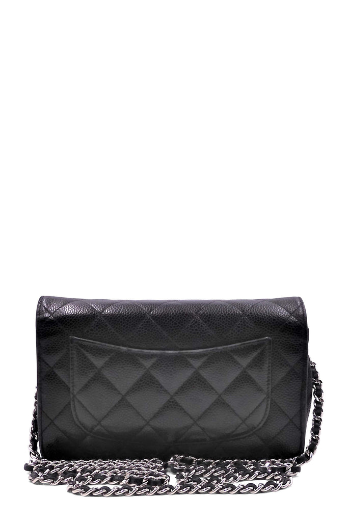 Chanel Quilted Caviar Classic Wallet on Chain Black With Silver Hardware - Style Theory Shop