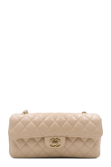CHANEL Caviar Quilted East West Flap Beige Clair 198471