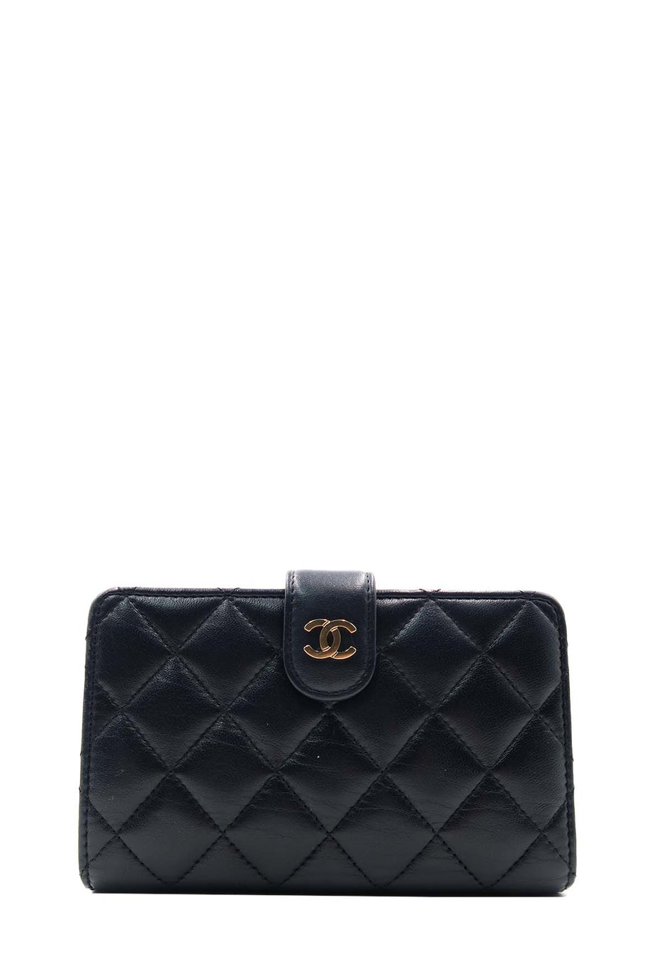 Quilted CC French Purse Wallet Black