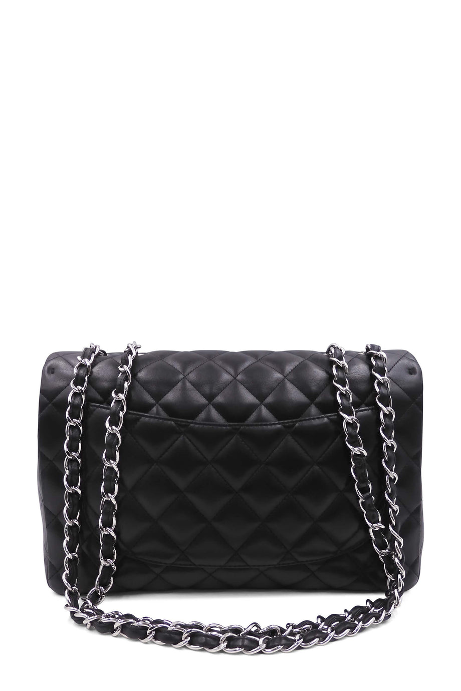 Quilted Lambskin Jumbo Classic Flap Bag Black with Silver Hardware