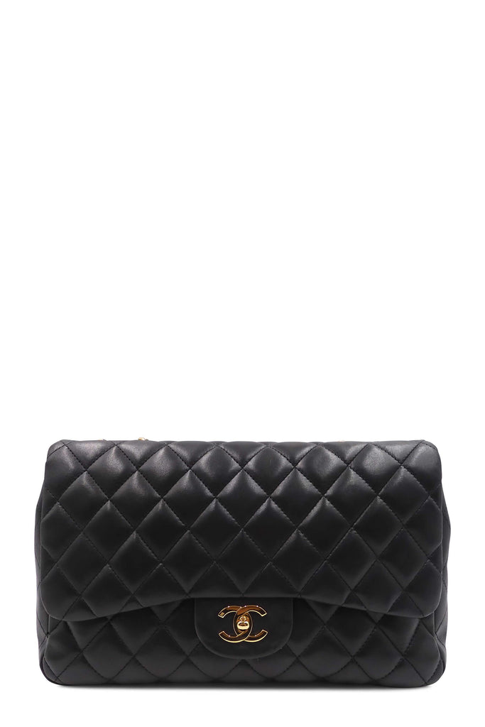 Chanel Quilted Lambskin Jumbo Classic SIngle Flap Bag with Gold Hardware Black - Style Theory Shop