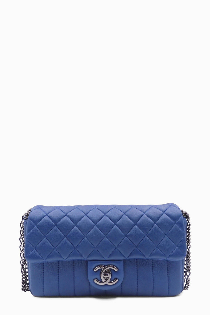Quilted Medium Multi Chain Flap Bag Blue - Second Edit