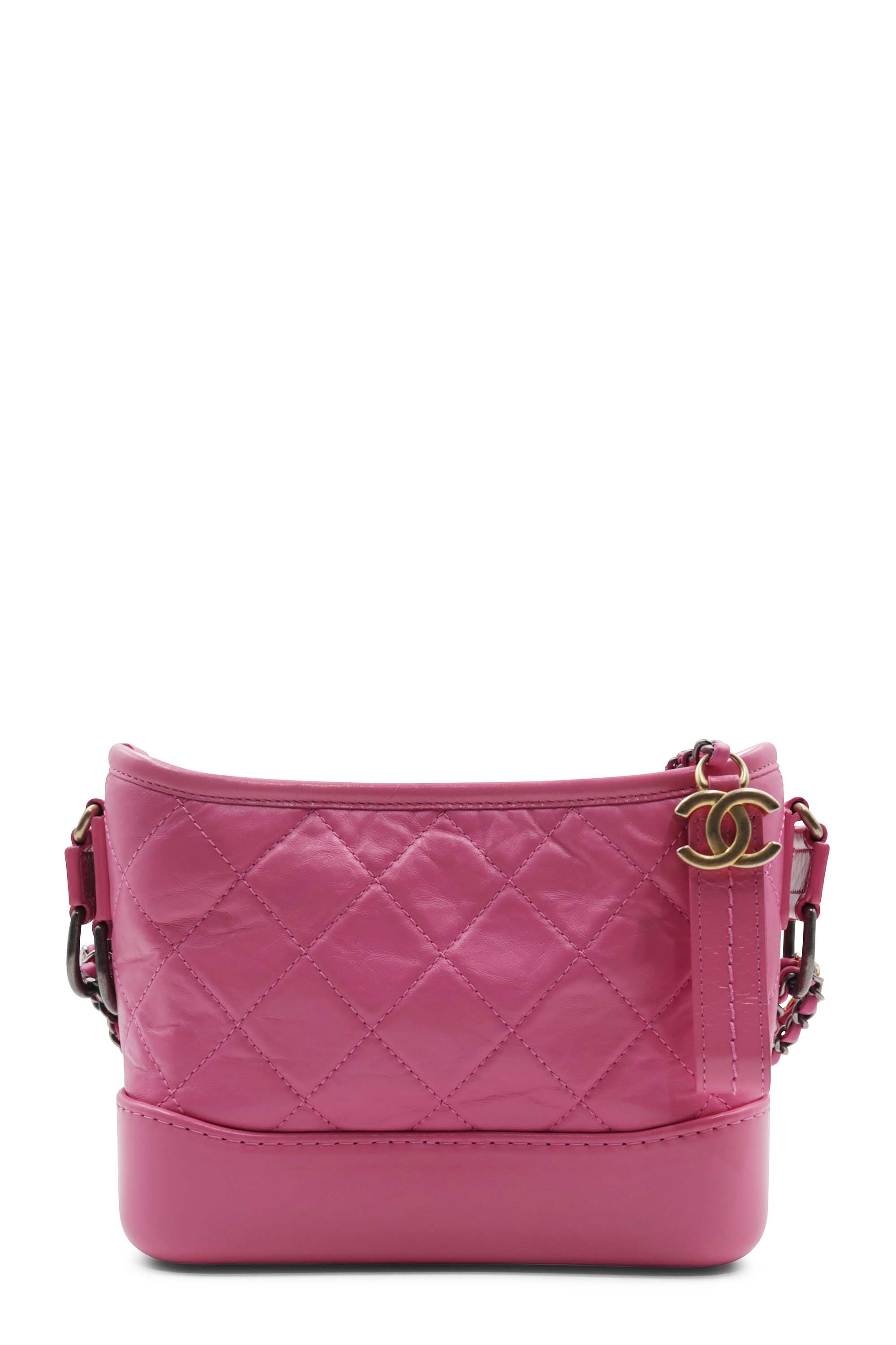 CHANEL Aged Calfskin Quilted Small Gabrielle Hobo Pink 447744  FASHIONPHILE