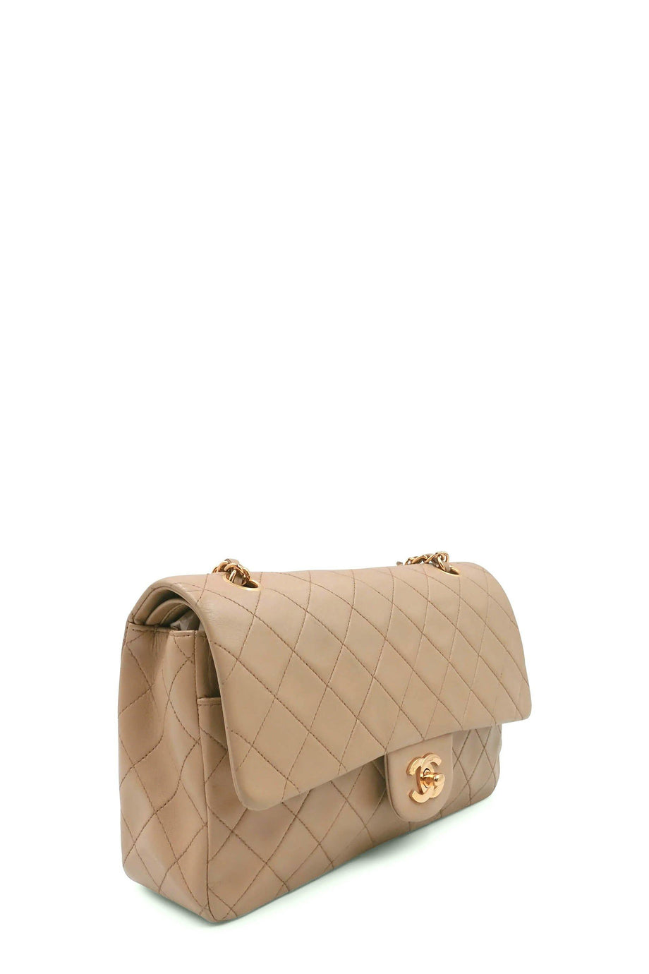 Buy Authentic, Preloved Chanel Vintage Quilted Lambskin Medium Classic Flap  Bag Beige with Gold Hardware Beige Bags from Second Edit by Style Theory