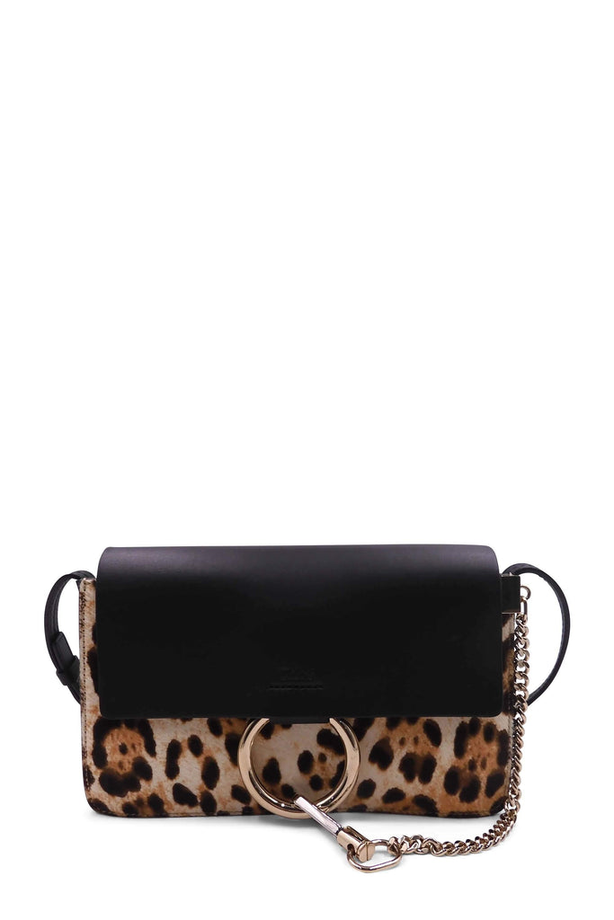Small Faye Shoulder Bag Pony Hair Leopard Print Black Brown - Second Edit