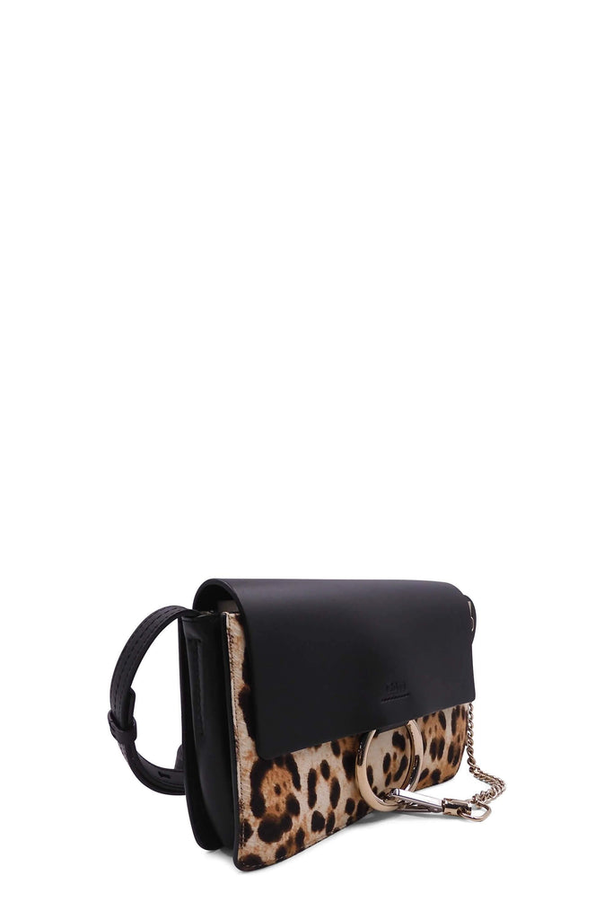 Small Faye Shoulder Bag Pony Hair Leopard Print Black Brown - Second Edit