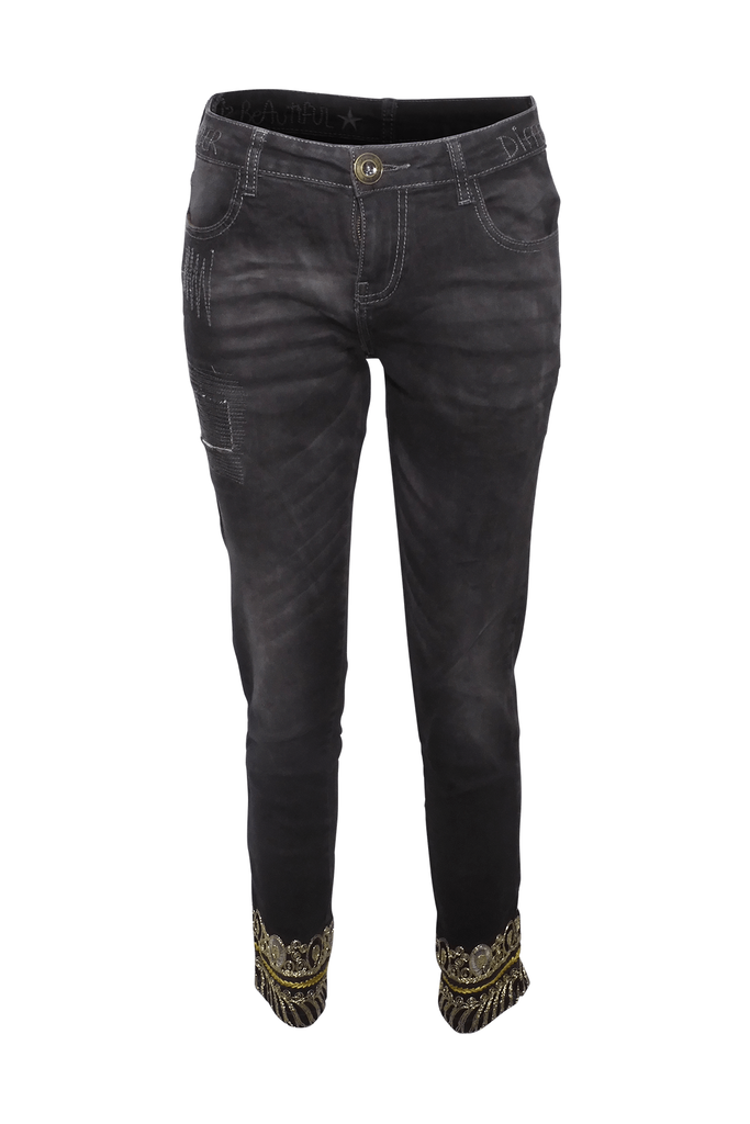 Desigual Black Jeans with Trim Detail - Style Theory Shop