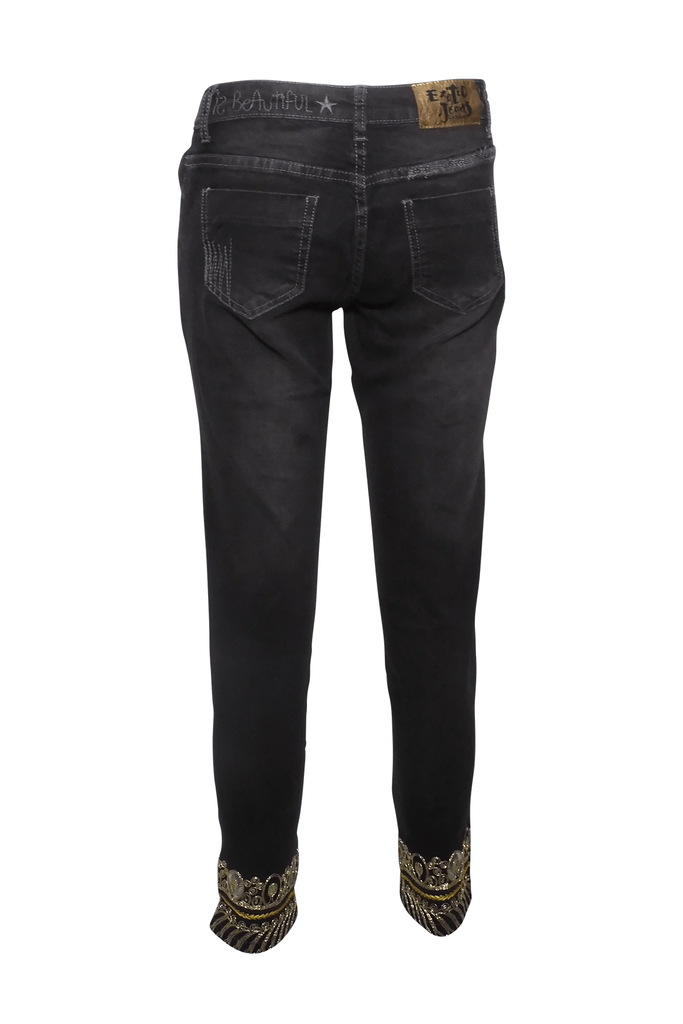 Desigual Black Jeans with Trim Detail - Style Theory Shop