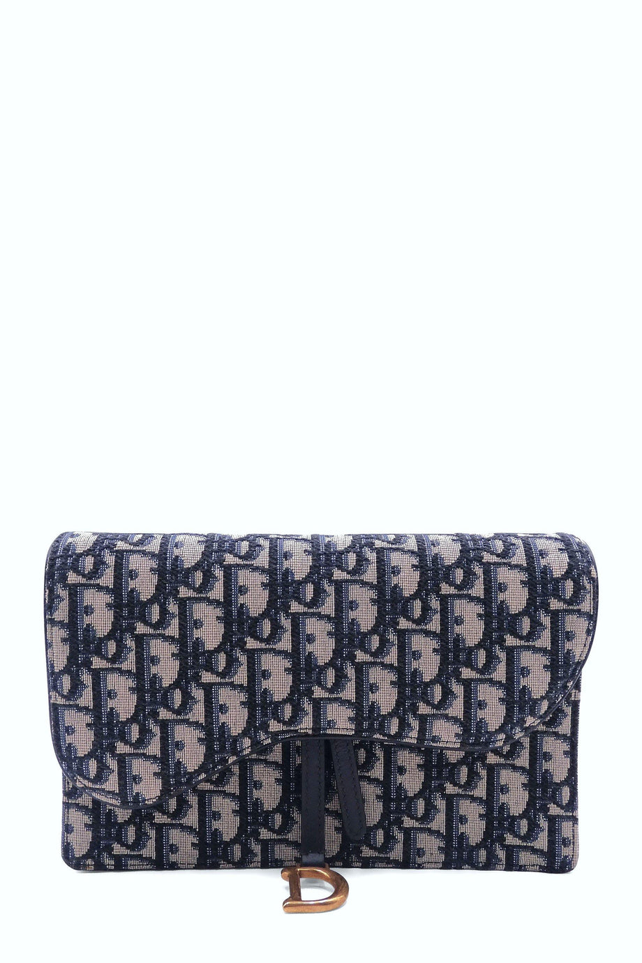 Dior - Saddle Pouch with Chain Blue Dior Oblique Jacquard - Women