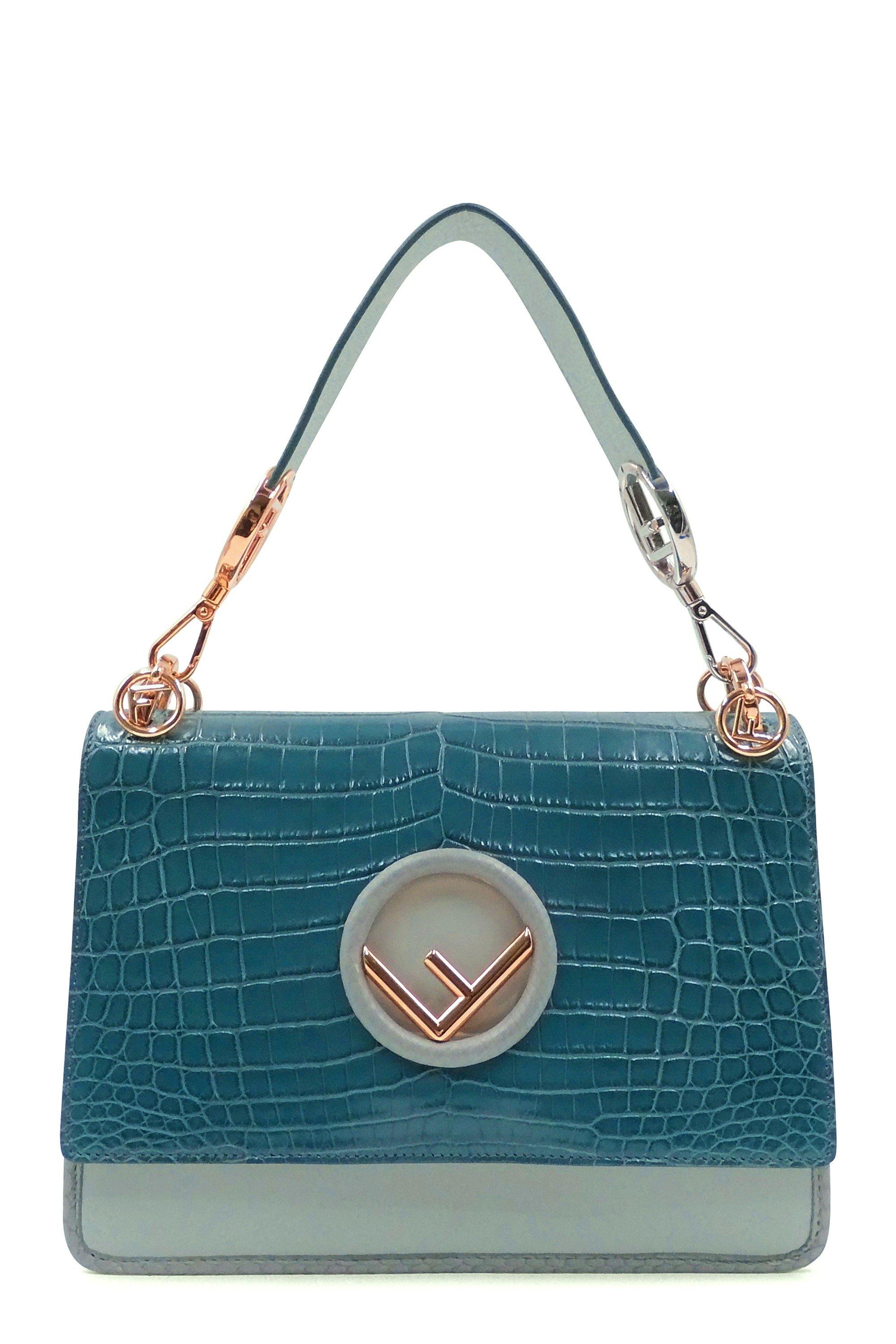 Buy Authentic, Preloved Fendi Medium Kan I F Crocodile Embossed Blue Grey  Bags From Second Edit By Style Theory