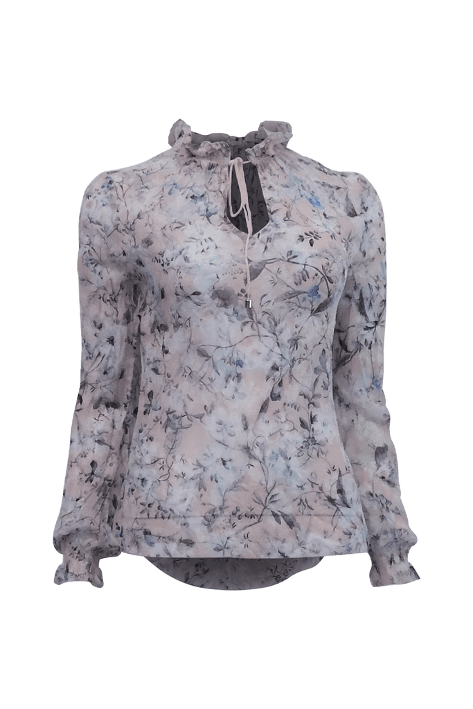 Charlize Ruffle Tie Neck Floral Blouse - Second Edit