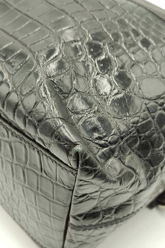 Givenchy Medium Nightingale Crocodile Embossed Black - Style Theory Shop