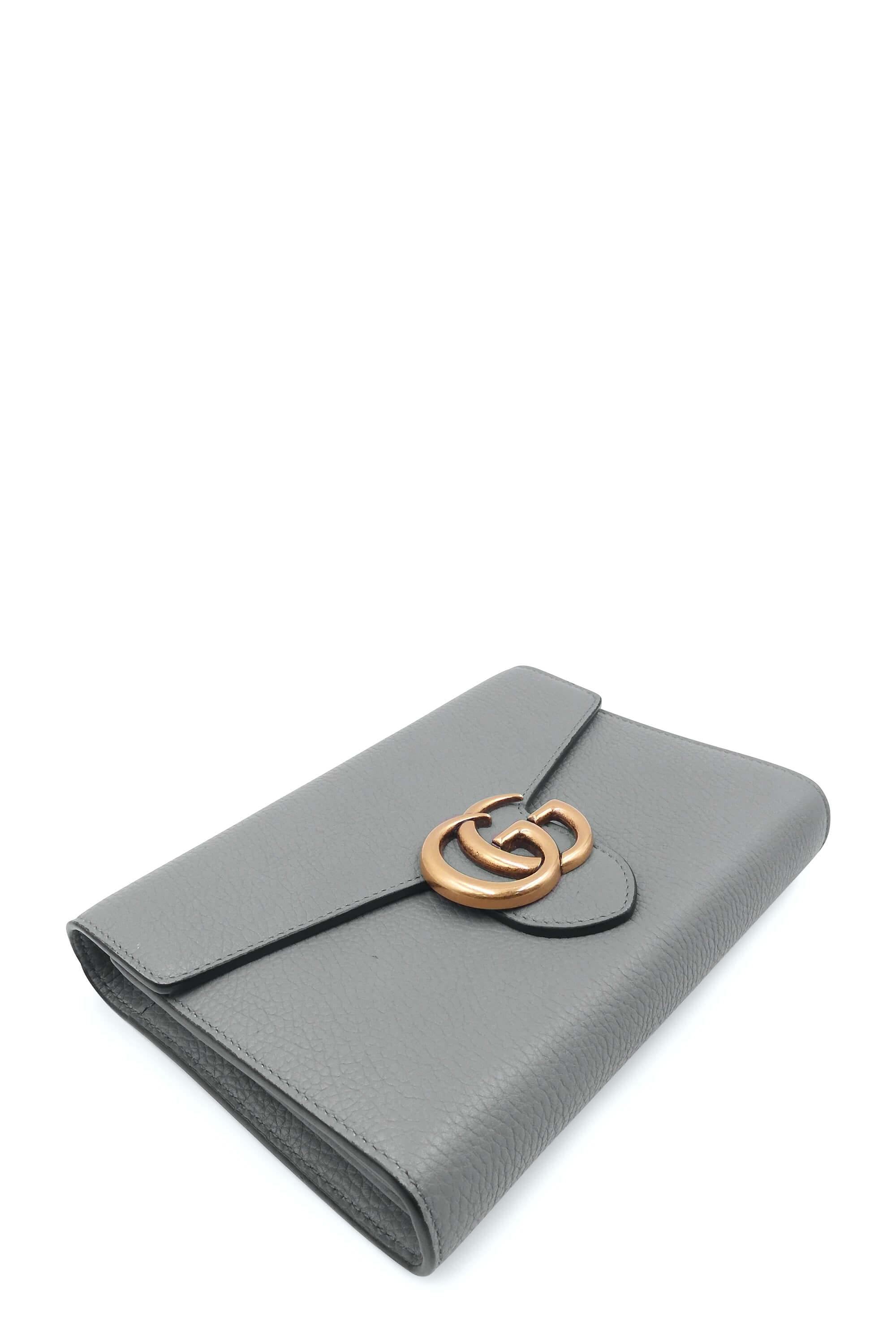 Gucci Gg Marmont Leather Mini Chain Bag in Grey