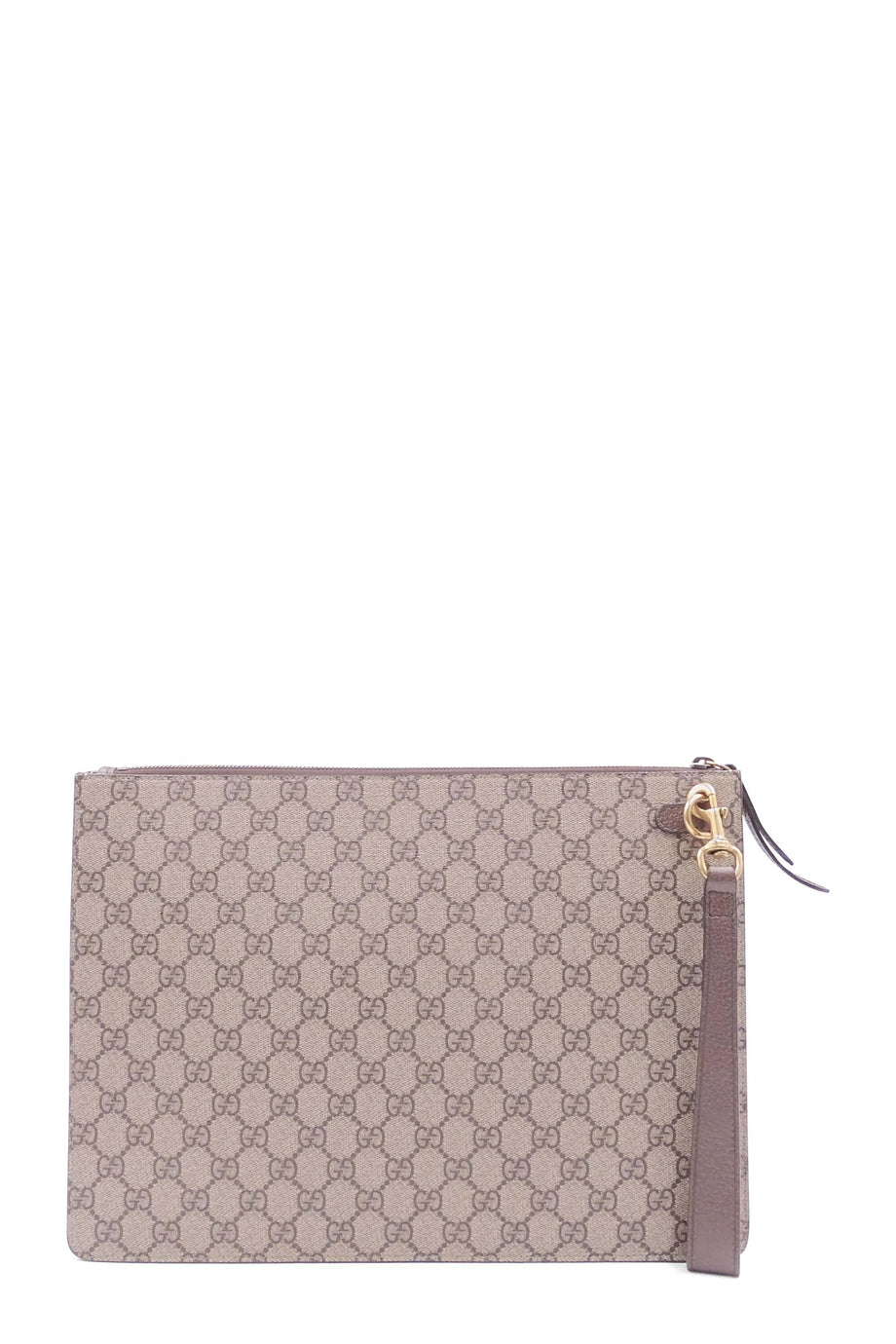 Gucci Pouch Courrier Gg Supreme Canvas Zip Pouch Beige / Ebony Bag B214  Auth Leather ref.639410 - Joli Closet