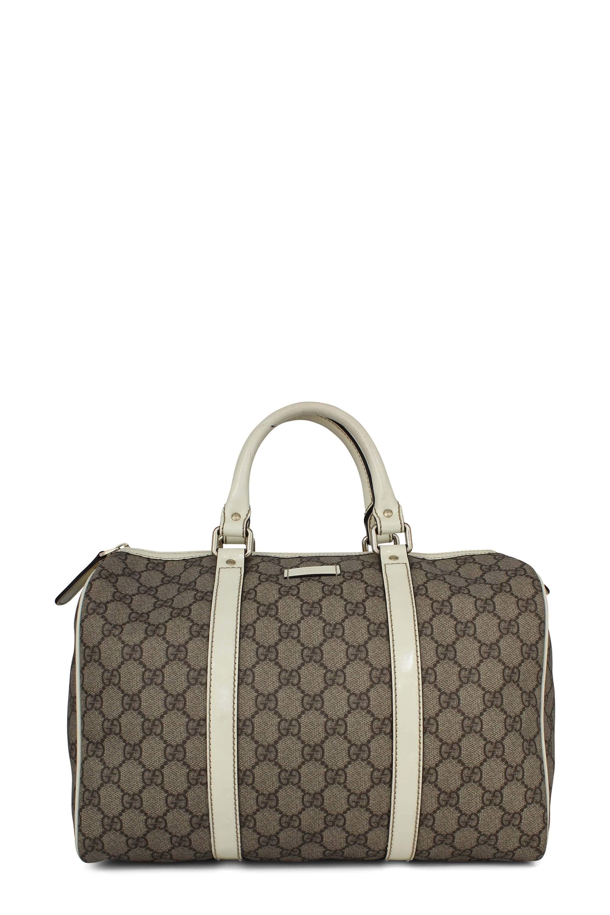 Gucci GG Supreme White Patent Leather Medium Joy Boston Bag