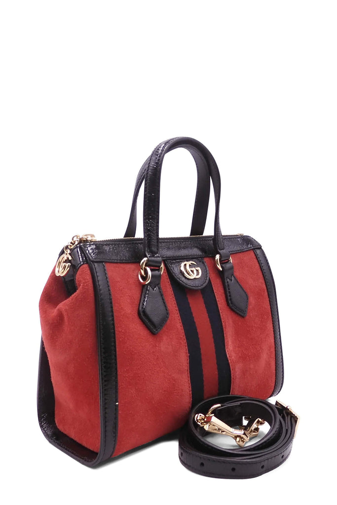 Small Ophidia GG Tote Black Red - Second Edit