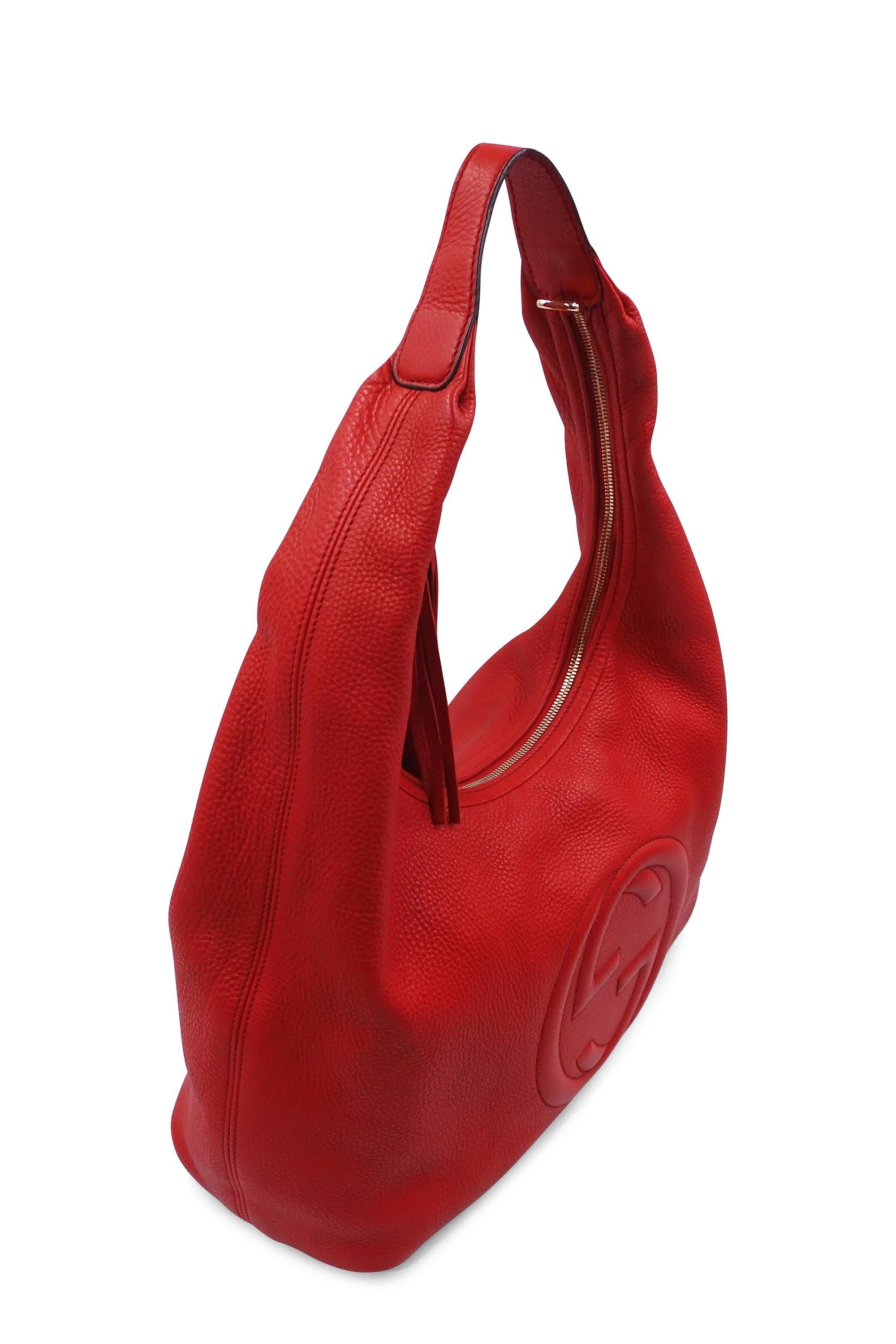  Gucci Soho Flame Red Leather Bag Soft Hobo Italy