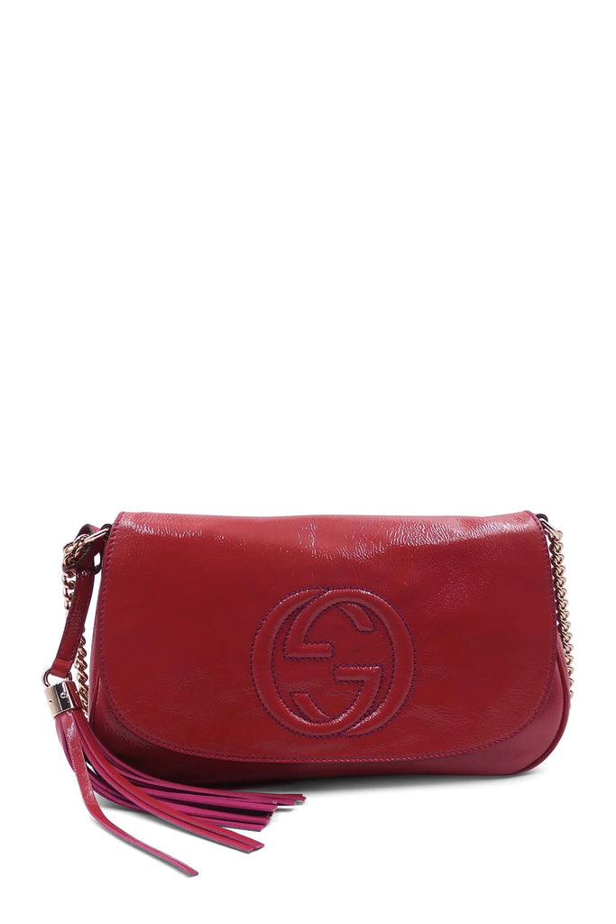 Soho Interlocking GG Flap Shoulder Bag Red - Second Edit