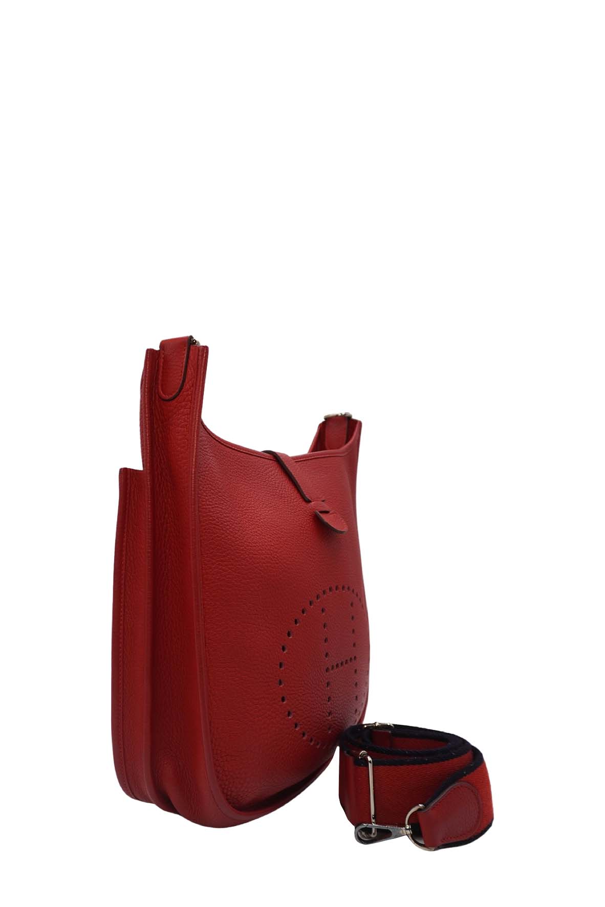 Vintage Hermes Evelyn 3 PM Epson Red Shoulder Bag Silver Hardware –