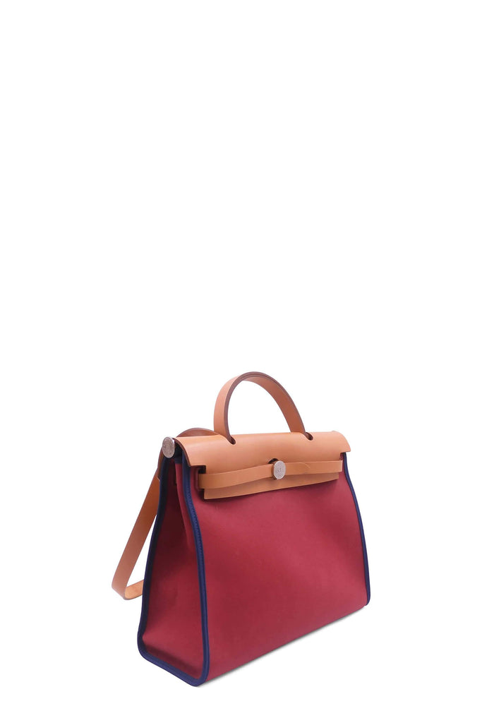 Hermes Toile Herbag Zip 31 with Pouch Maroon  Blue - Style Theory Shop