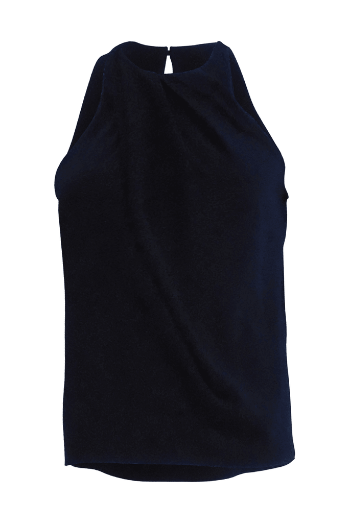 Navy Ruched Neck Top - Second Edit