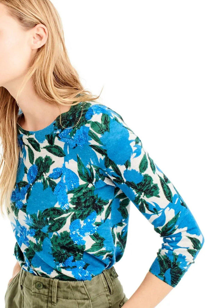 JCrew Sequin Flower Tippi Sweater - Style Theory Shop