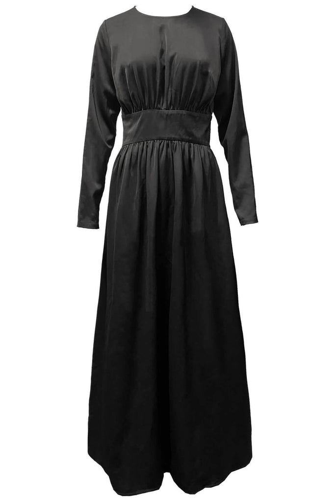 Black Pleated Sleeved Dress - Second Edit