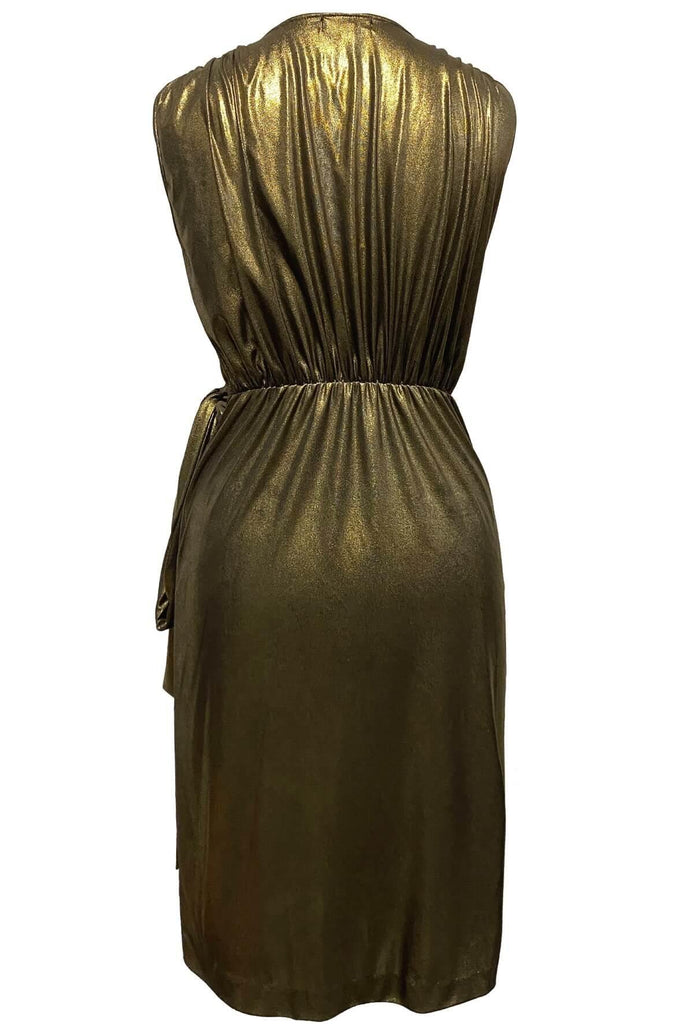 Metallic Gold Wrap Dress - Second Edit