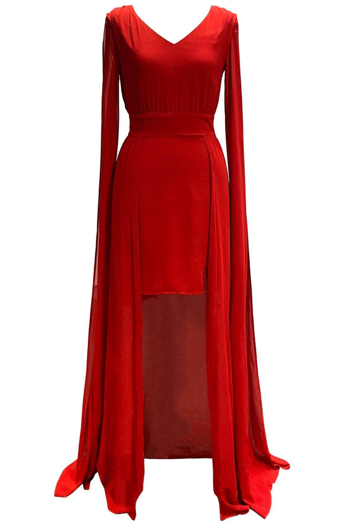 Red Sleeved Mini Dress - Second Edit