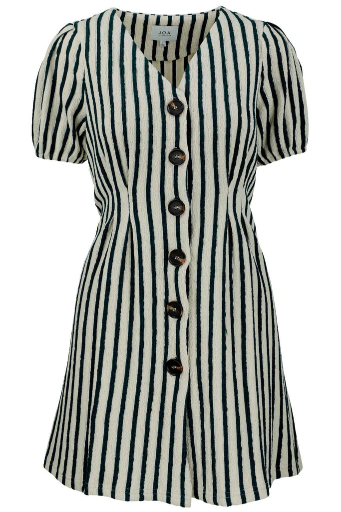 J.O.A. Striped Jersey Dress with Buttons - Style Theory Shop