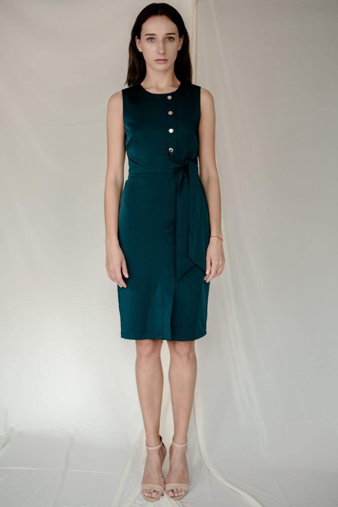 Josee P Stud Shift Dress in Green - Style Theory Shop