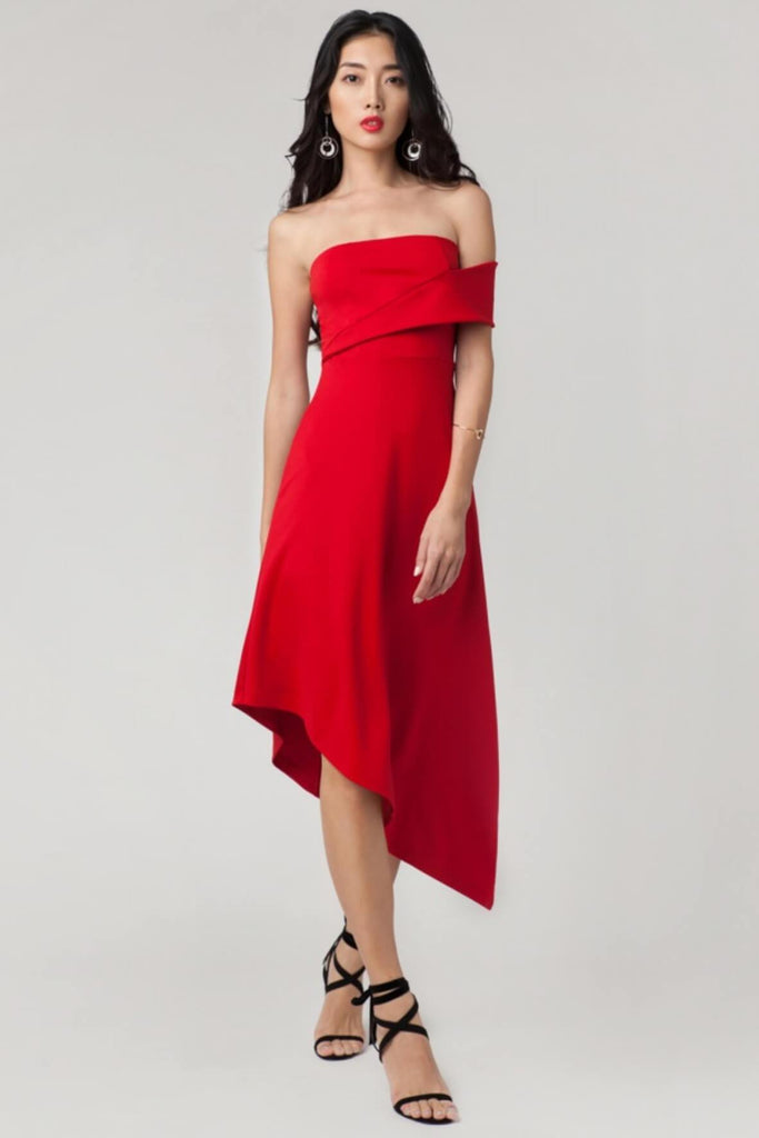 Lenore Asymmetric Dress in Rouge - Second Edit