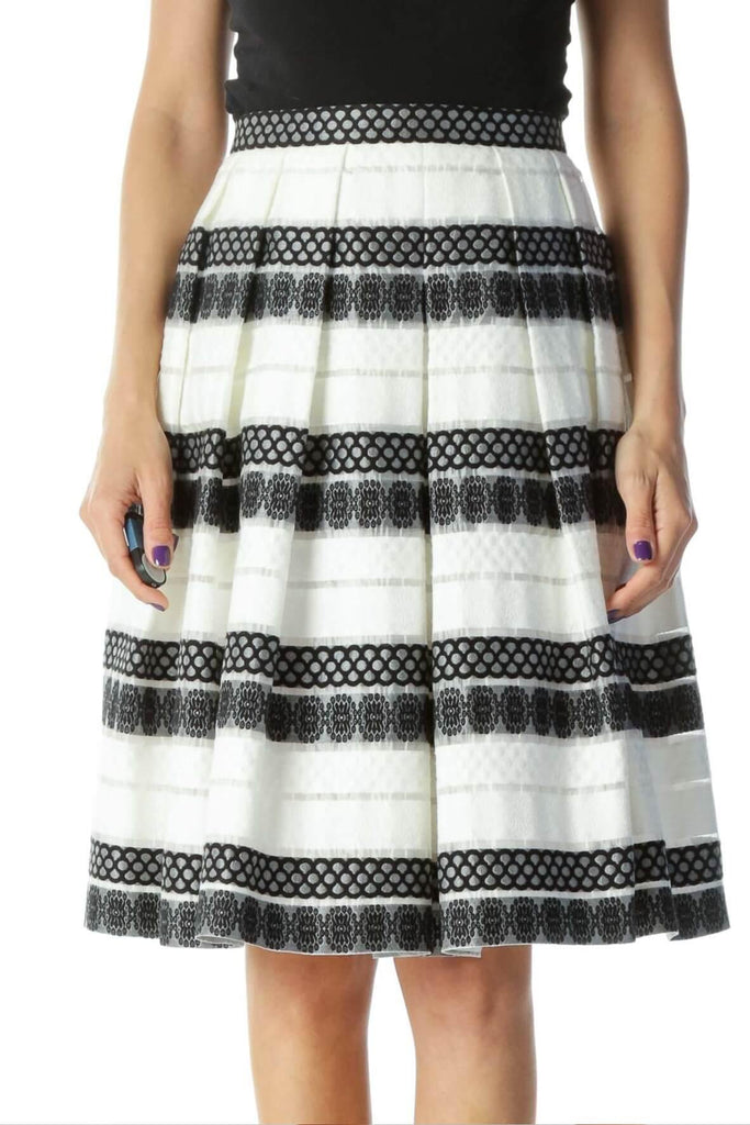Karen Millen Embroidered Pleated Flared Skirt - Style Theory Shop