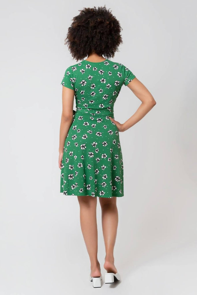 Perfect Wrap Cap Sleeve Dress in Flowers and Dots - Second Edit