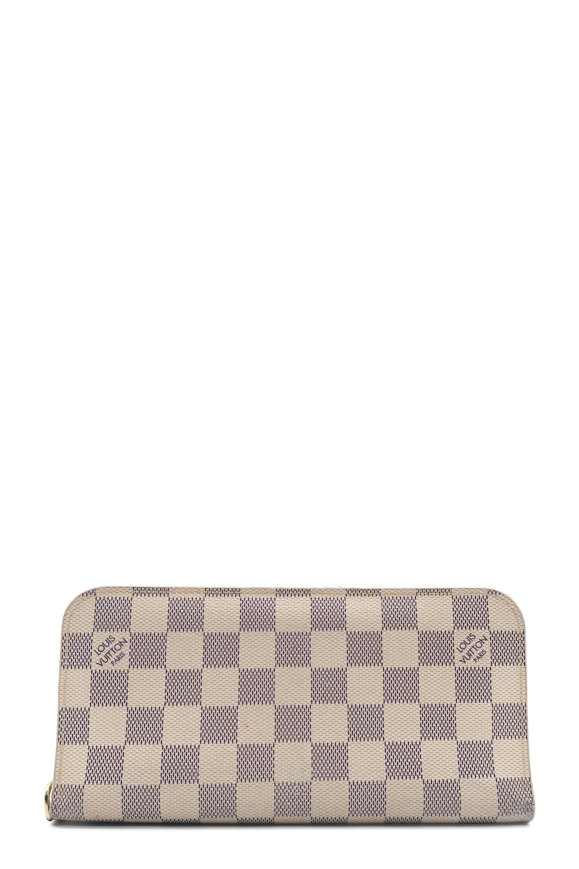 Louis Vuitton Womens Checkered Zip Around Clutch Damier Wallet Gray